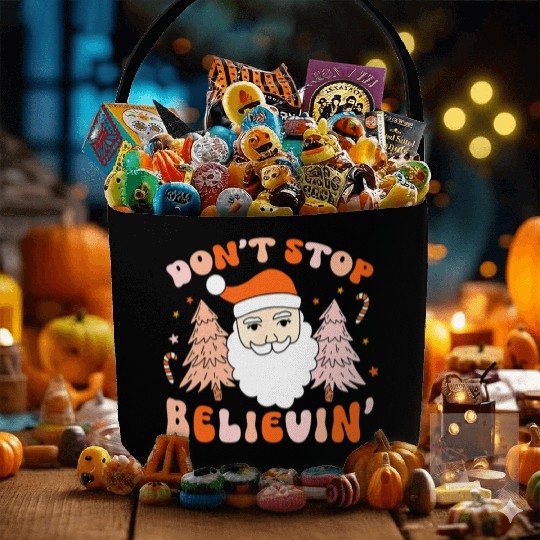 Retro Groovy Don't Stop Believin' Christmas Cute Fabric Baskets