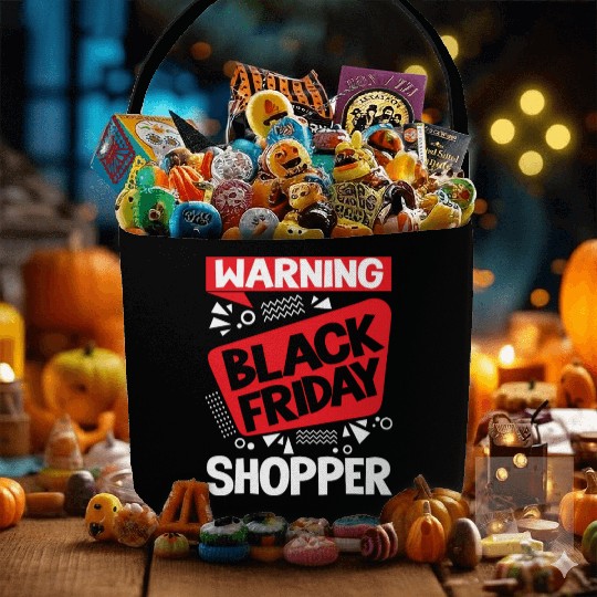 Warning Black Friday Shopper for Shopping Fans Fabric Baskets