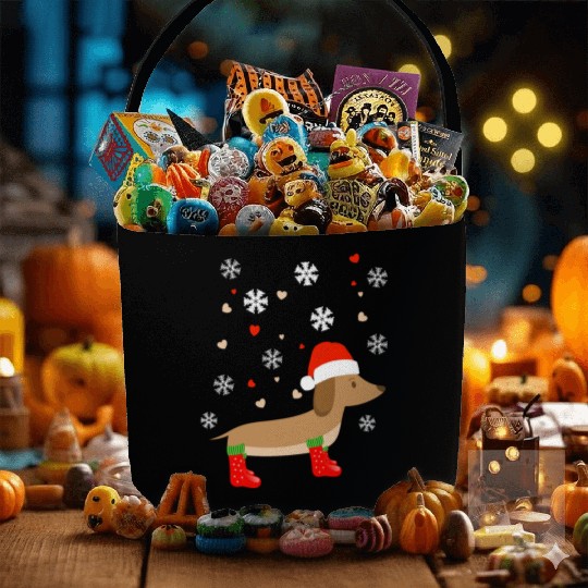 dachshund winter Fabric Baskets