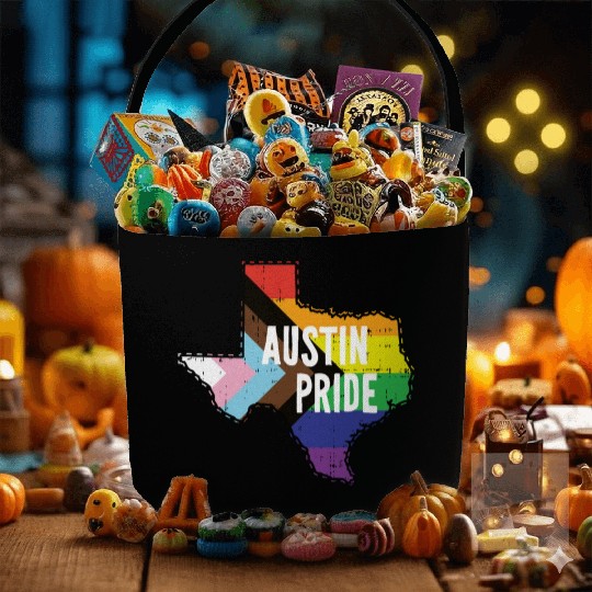 Austin Pride Gay Lesbian Queer Texas Rainbow Flag Fabric Baskets