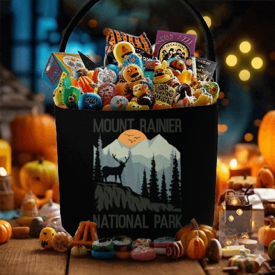 Mount Rainier National Park Mountains Deer Fabric Baskets