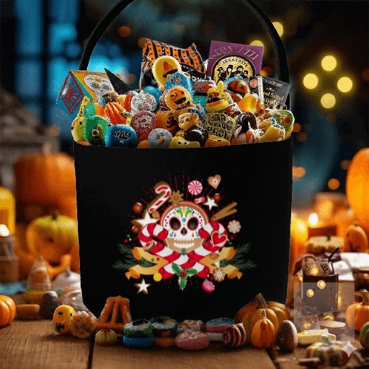 Gingerbread man Sugar Skull decor for Christmas Fabric Baskets