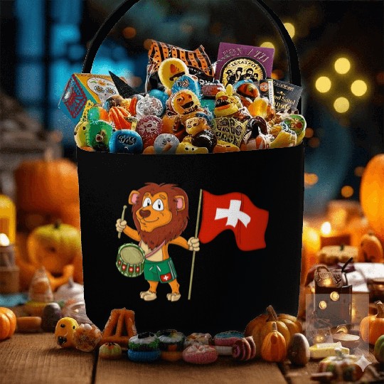 Lion with the Switzerland flag Fabric Baskets