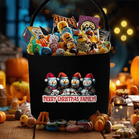 Snowmen in christmas coral, image for end of year, Fabric Baskets