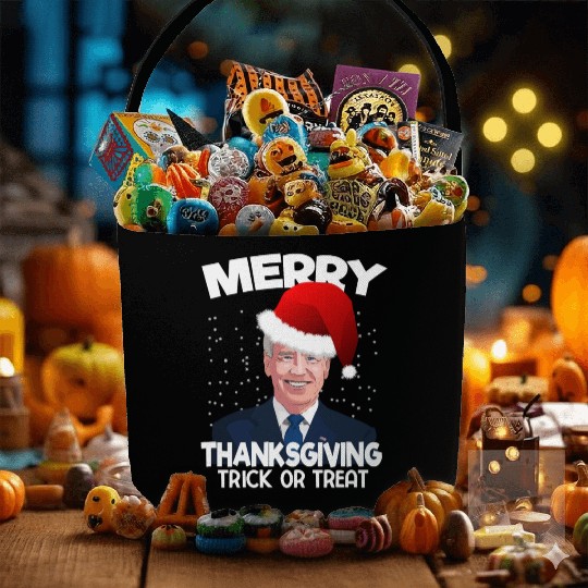 Funny Joe Biden Merry Thanksgiving Trick Or Treat Fabric Baskets