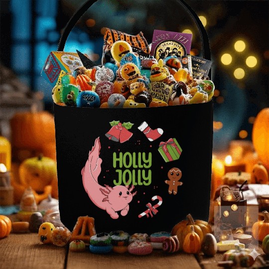 Holly Jolly Axolotl Fabric Baskets