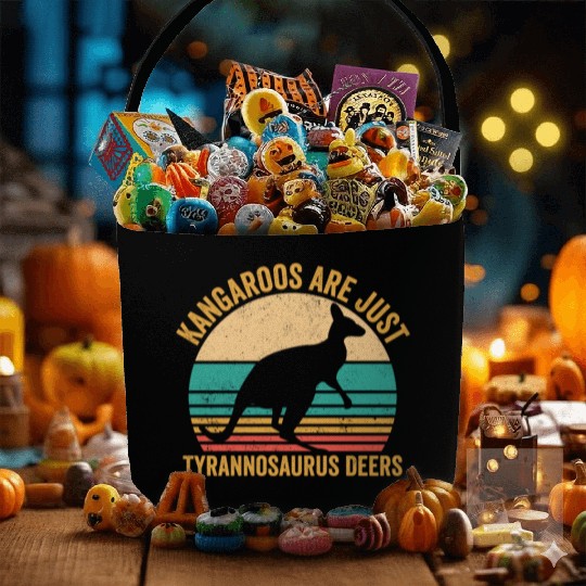 Funny Kangaroo Are Just Tyrannosaurus Deers Retro Fabric Baskets