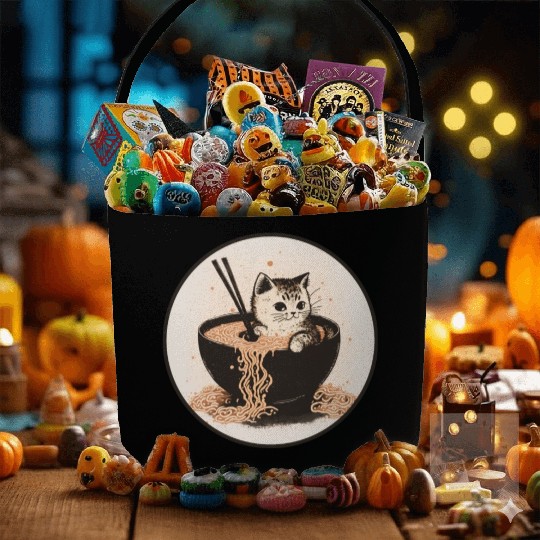 Cat Cat Ramen Noodles Cute Kitten Noodle Soup Fabric Baskets