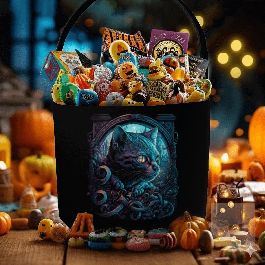 Midnight Kitty Fabric Baskets