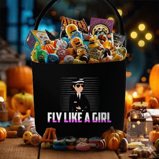 Fly Like A Girl Airline Pilot Aviation Fabric Baskets