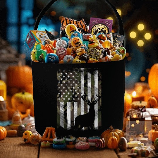 Camo US Flag Deer Elk Buck Camoflage Hunting Hunte Fabric Baskets