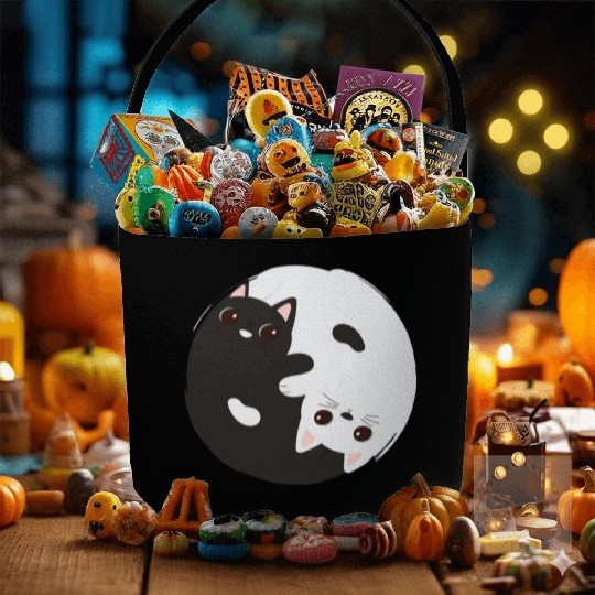 ying yang cat Fabric Baskets