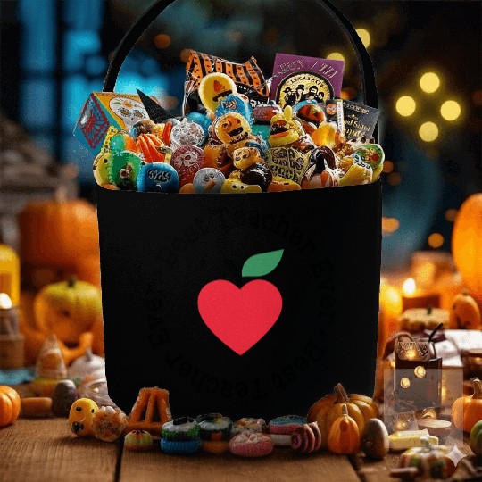 Best Teacher Ever Apple Circle Fabric Baskets