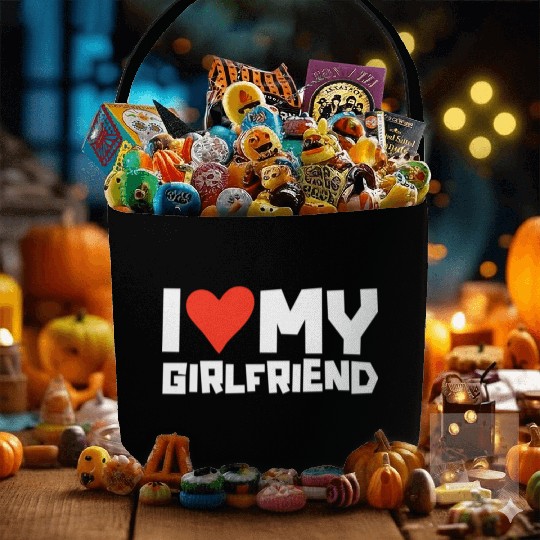 I Love My Girlfriend Red Heart Cute Romantic Gift Fabric Baskets