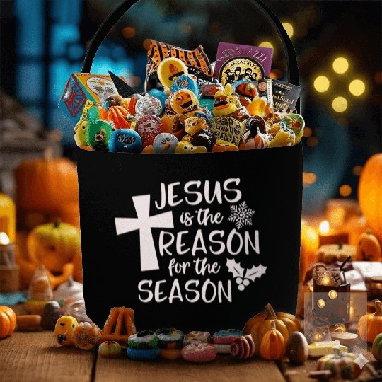 Jesus is The Reason for the Season Candy Christian Fabric Baskets