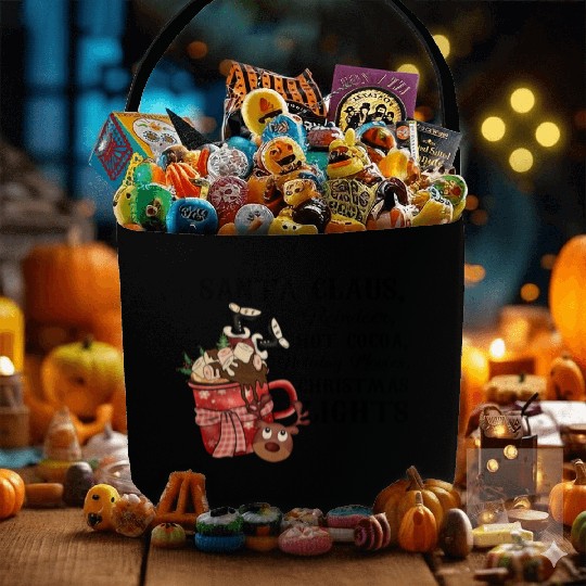 Santa Claus Reindeer Hot Cocoa Holiday Movies Fabric Baskets