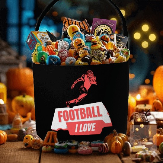 I Love Football Game Day Fabric Baskets, Football Fabric Baskets