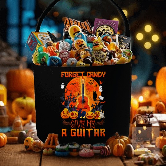 Guitar Halloween Candy Fabric Baskets