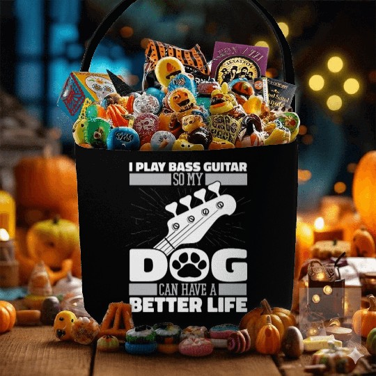 Bass Guitar Bassist Dog Fabric Baskets