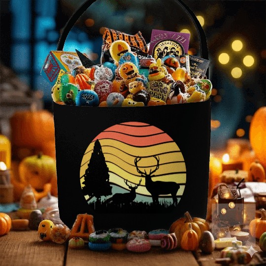 Sunset sunrise nature deer in the zoo Fabric Baskets