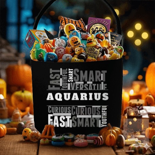 Aquarius Zodiac Star Sign Word Cloud Square Monoch Fabric Baskets