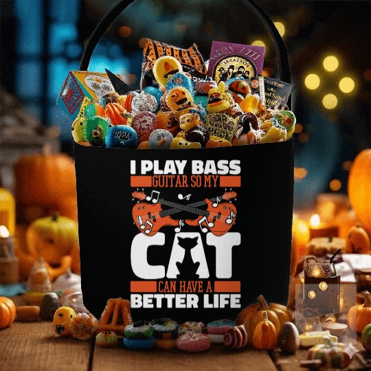 Bass Guitar Bassist Cat Fabric Baskets