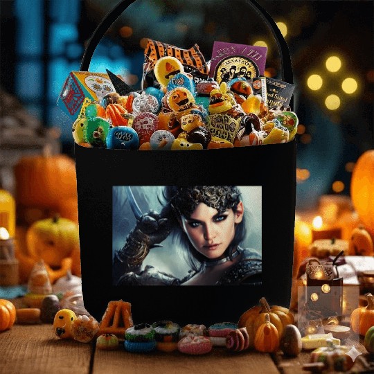 Warrior princess wearing gothic plate fantasy art Fabric Baskets