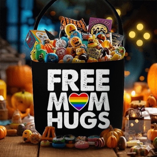 Free Mom Hugs, LGBT Rainbow Heart Fabric Baskets