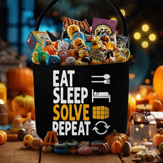 Eat Sleep Solve Repeat Math Speed Cubing Genie Fabric Baskets