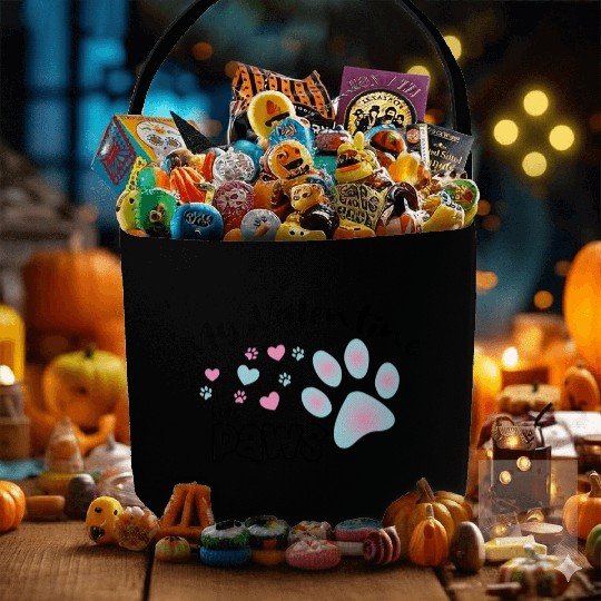 My valentine has paws gift for paws valentine paws Fabric Baskets