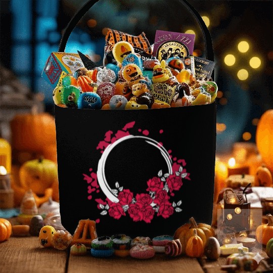 Zen Circle Japanese Roses Flower Bouquet Aesthetic Fabric Baskets