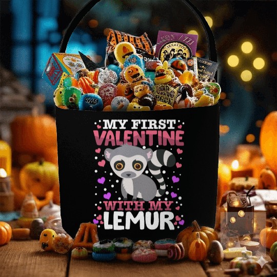 My First Valentine With My Lemur Animal Heart Fabric Baskets