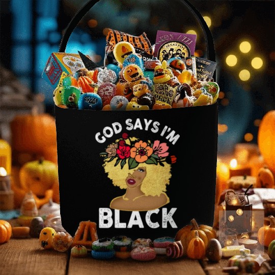 African American Girl God Says I Am Black Pride Fabric Baskets