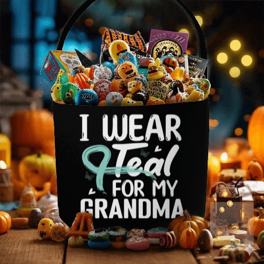 I Wear Teal For My Grandma Cervical Cancer Fabric Baskets
