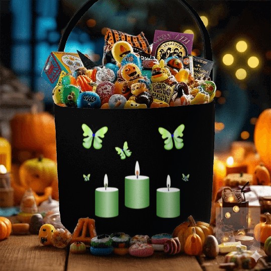 Green candle with butterflies Fabric Baskets