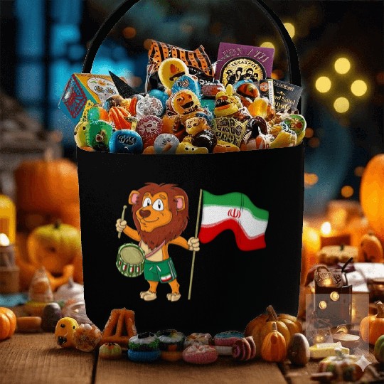 Lion with the Iran flag Fabric Baskets