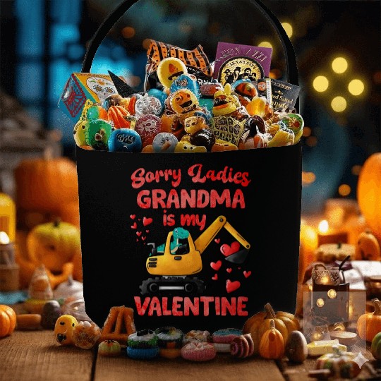 Grandma Is My Valentine Trex Dino Excavator Fabric Baskets