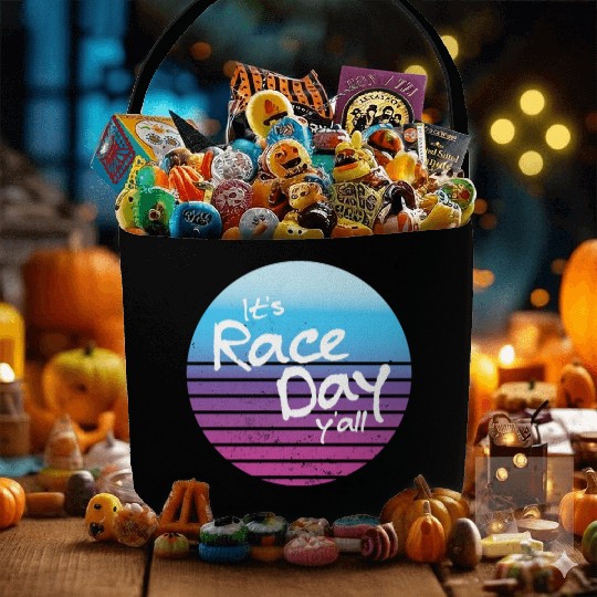 Its Race Day Y'all Retro Motorsports Racing Quote Fabric Baskets