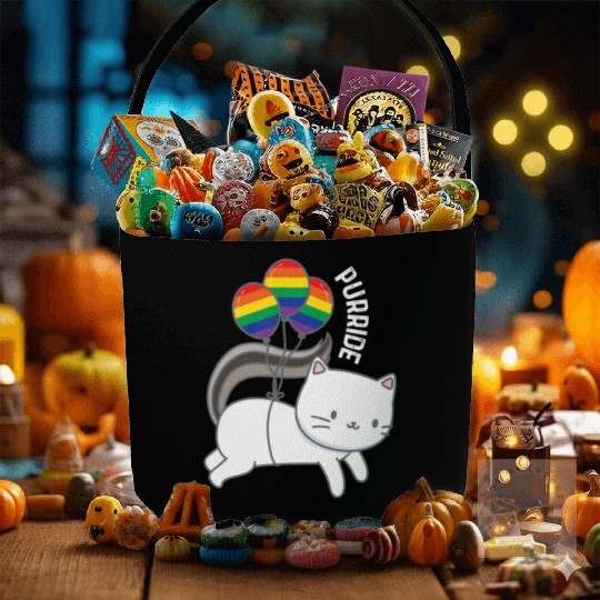 Purride Cat Balloon Rainbow Gay Fabric Baskets