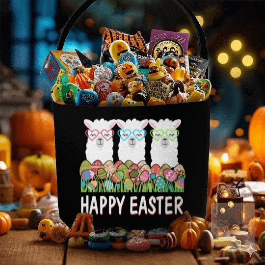 Happy Easter Eggs Easter Llama Alpaca Bunny Fabric Baskets