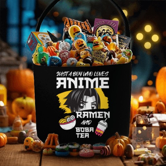 Just A Boy Who Loves Anime Ramen And Boba Tea Fabric Baskets