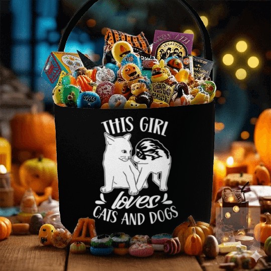 This Girl Loves Cats And Dogs Dog Cat Lover Fabric Baskets