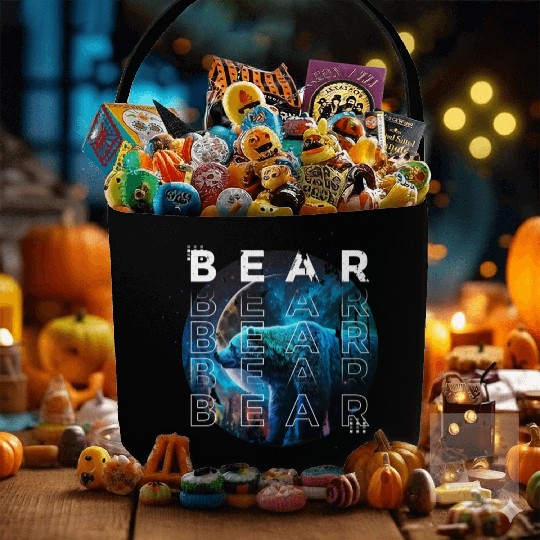 Midnight Roar: A Bear's Lunar Adventure Fabric Baskets