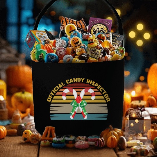 Official Candy Inspector Halloween Candy Corn Fabric Baskets