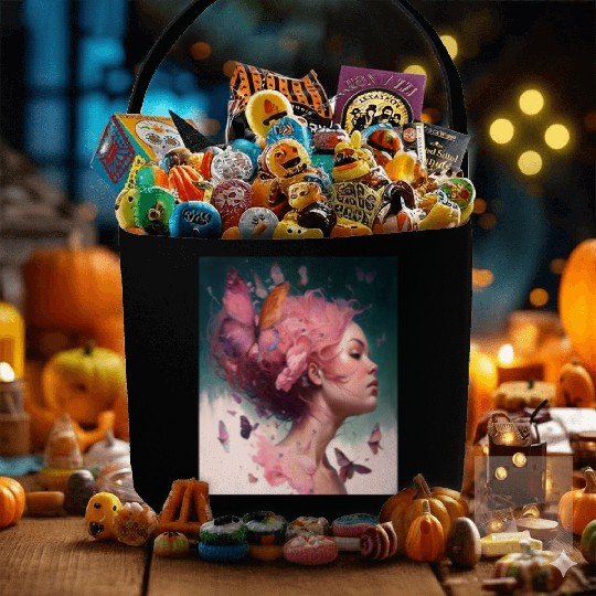 Breast Cancer Survivor Pink Flower Hair Girl Fabric Baskets