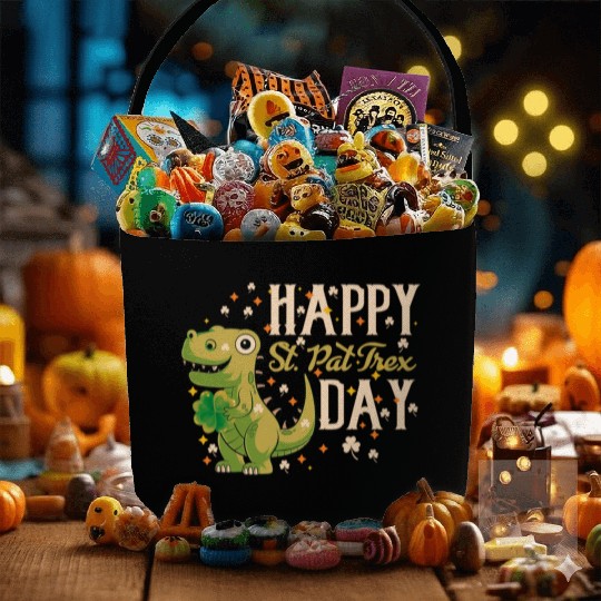 Irish Trex Dino St Patricks Day Kids Toddler Boys Fabric Baskets