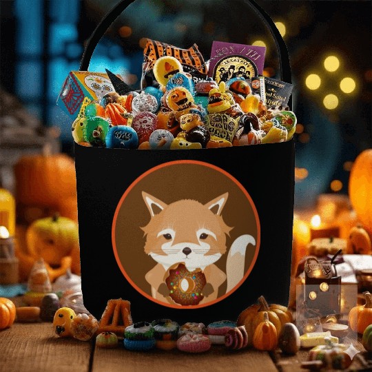 magical little fox with delicious donut Fabric Baskets