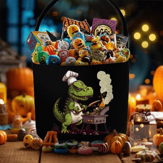 Baby Dinosaur Using A Charcoal Grill Cooking Meat Fabric Baskets