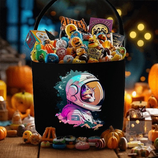 Aesthetic Vaporwave Space Cat 80s 90s Astronaut Fabric Baskets