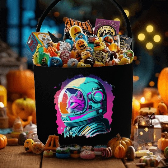 Aesthetic Vaporwave Space Cat 80s 90s Astronaut Fabric Baskets